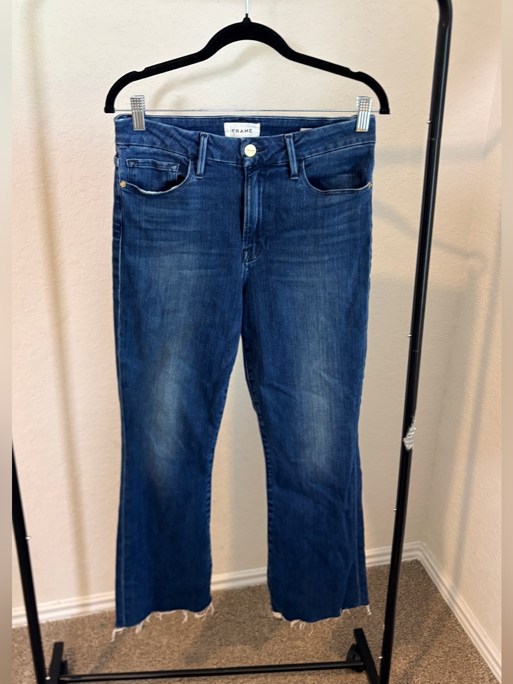 Frame Le Crop Mini Boot Denim Blue Flare Jeans